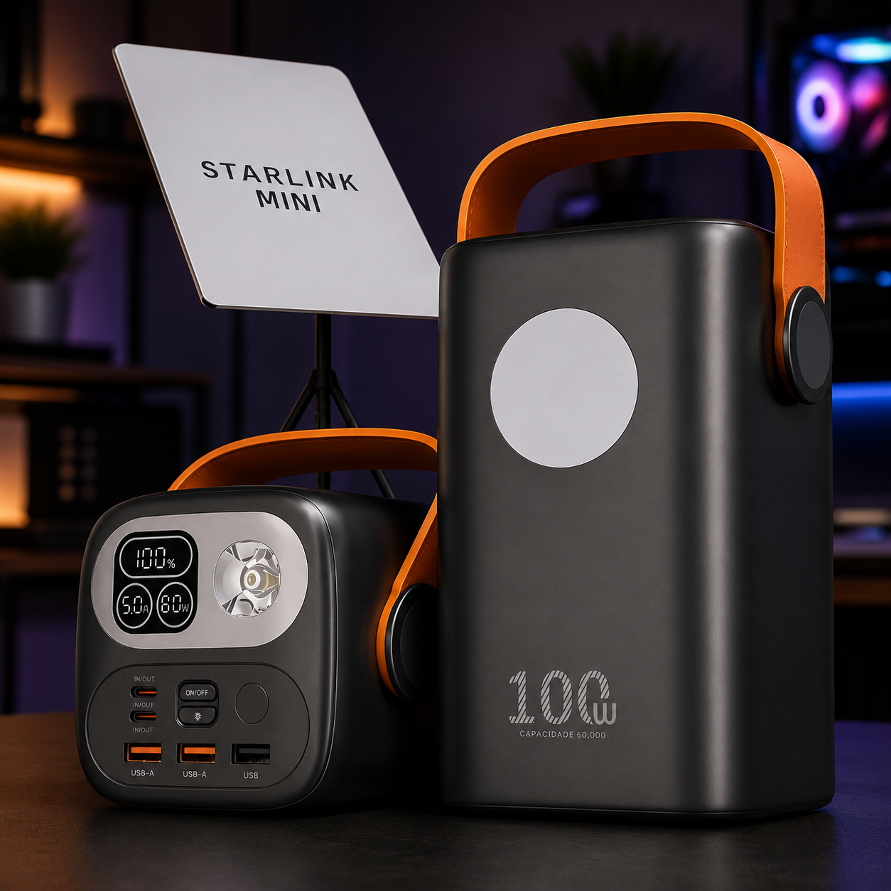 Power Bank Peq 60.000mah 100w Carregador P/ Starlink Mini